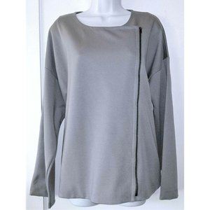 EILEEN FISHER NWT XLarge Gray Lyocell Knit Unlined Asymmetrical Zip Front Jacket